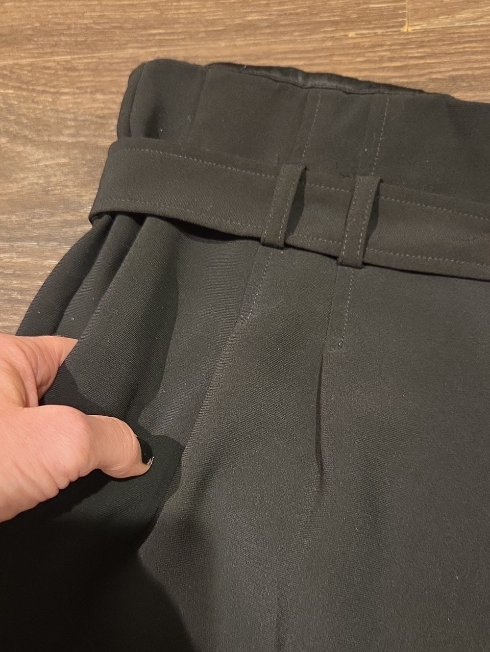 ❤️ EXPRESS HIGH RISE PLEATED TAPERED BELTED CREPE PANTS / TROUSERS, BLACK, 14 - Picture 5 of 9